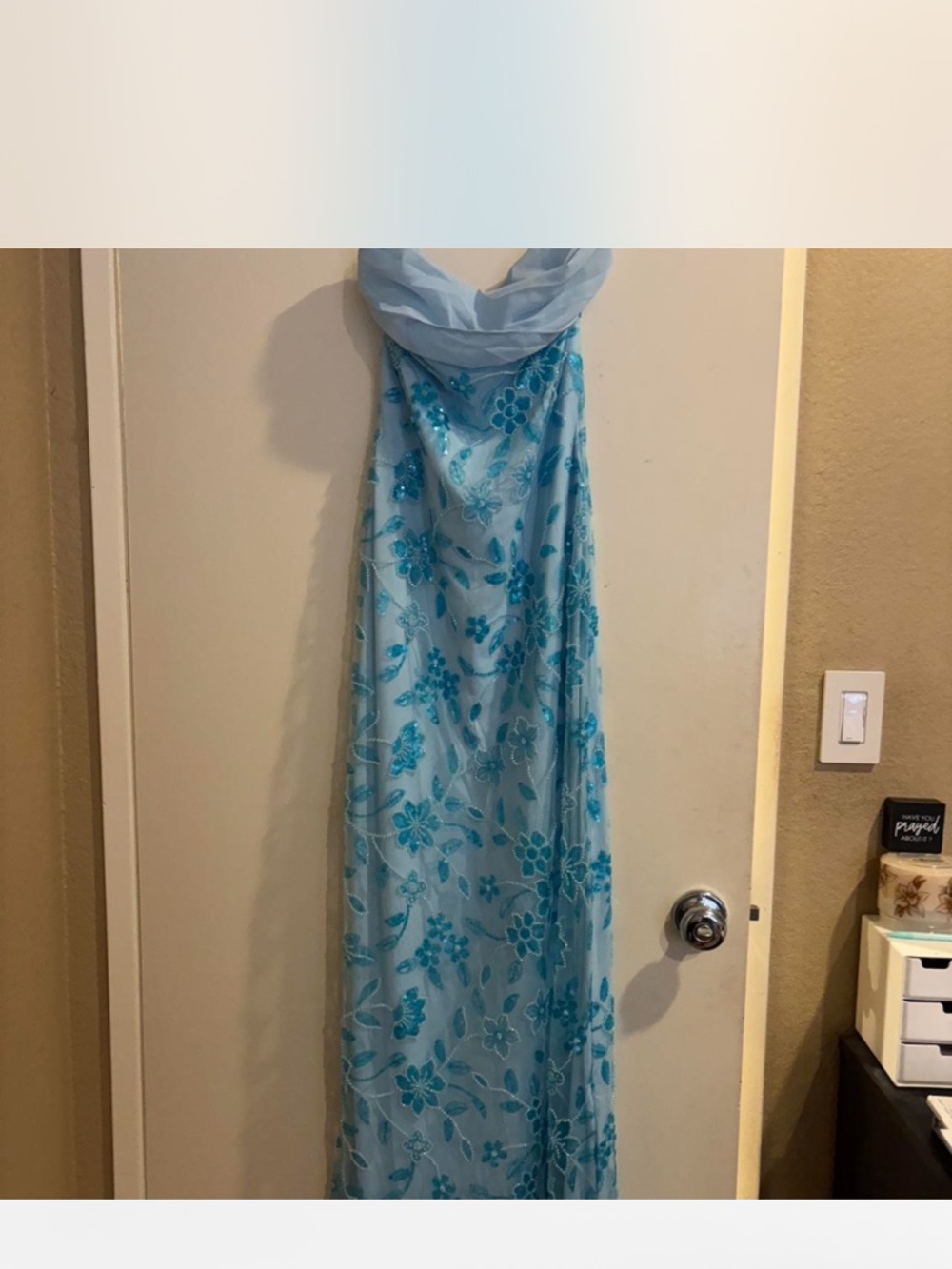 Peppermayo Strapless Blue Prism Beaded Maxi Dress - Picture 3 of 6